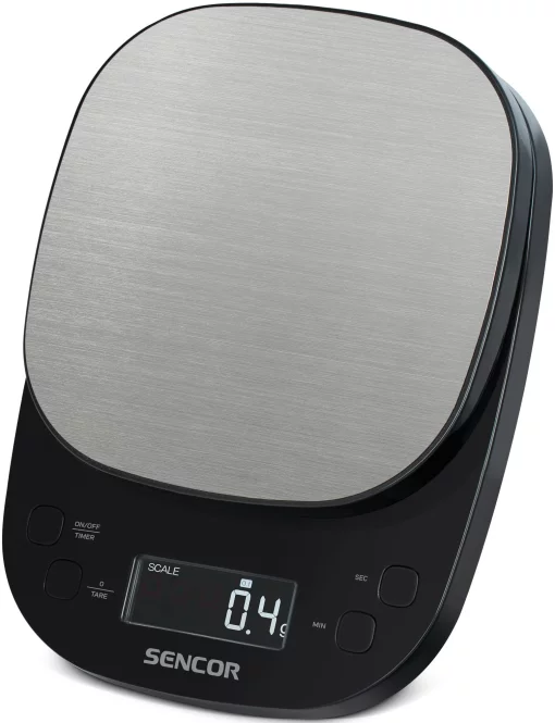 Ваги Sencor кухонні для кави, 2кг, АААx3, регулювання гравітації, пластик, чорний-нержавіюча сталь