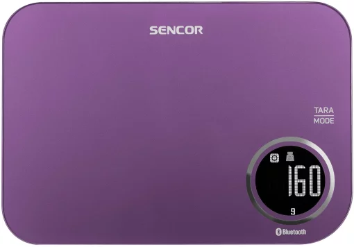 Ваги Sencor кухонні, 5кг, підключення до смартфону, AAAx2, пластик, фіолетовий