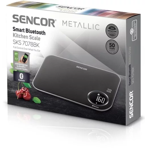 Ваги Sencor кухонні, 5кг, підключення до смартфону, AAAx2 , пластик, чорний