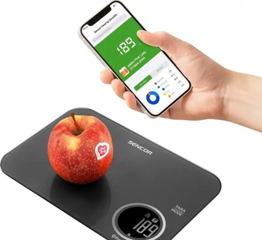 Ваги Sencor кухонні, 5кг, підключення до смартфону, AAAx2 , пластик, чорний