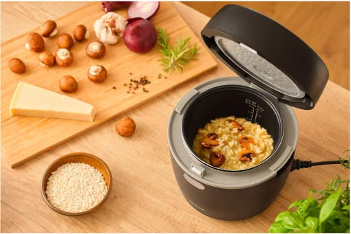 Рисоварка Sencor 350Вт, чаша-0.6л, сенсорне керування, 8 програм, нерж. сталь, пластик, чорний
