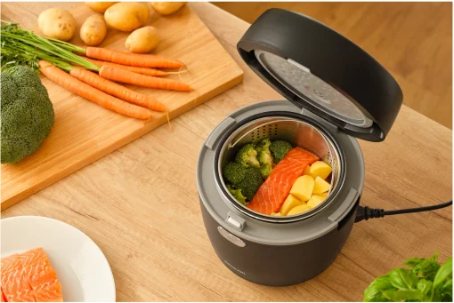 Рисоварка Sencor 350Вт, чаша-0.6л, сенсорне керування, 8 програм, нерж. сталь, пластик, чорний