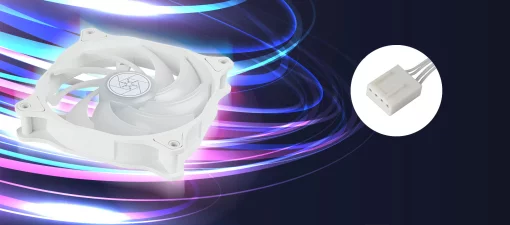 Корпусний вентилятор SilverStone Air Blazer 120RW-ARGB, 120мм, 600-2200rpm, 4pin PWM, 3pin +5VARGB, 7.4-35.6dBa, білий