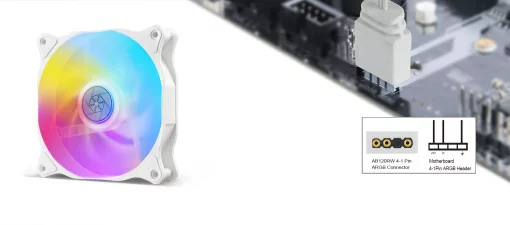 Корпусний вентилятор SilverStone Air Blazer 120RW-ARGB, 120мм, 600-2200rpm, 4pin PWM, 3pin +5VARGB, 7.4-35.6dBa, білий