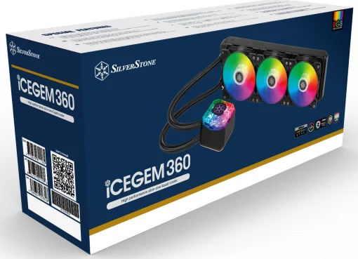 Система рідинного оxолодження SilverStone Icegem 360P-ARGB, LGA2066, 2011, 1366, 115x, 1366, TRX4TR4, AM4, AM3, AM3+, AM2, AM2+, FM1, FM2, TDP350W, чорний