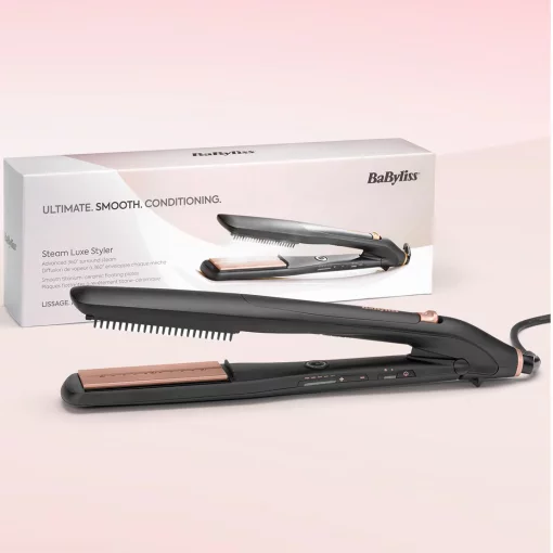 Випрямляч Babyliss Steam Lux Styler, 56Вт, темп.режимов-5, 170-210 °C, термо килимок, кераміка, чорний