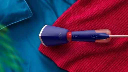 Відпарювач Philips компактний Series 5000, 1400Вт, 120мл, паровий удар -24гр, складана ручка, чохол-рукавичка, килимок, пластик, синій