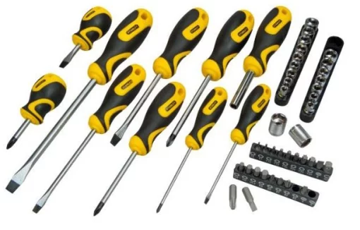 Викрутки Stanley 20 біт, SL,PH,Torx,H, 18 торцевих головок, сумка, набір 48шт