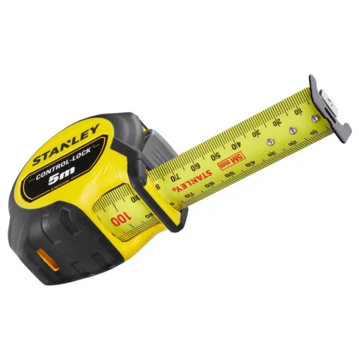 Рулетка вимірювальна CONTROL-LOCK довжиною 5 м, шириною 25 мм, в обгумованому корпусі, з подвійною шкалою STANLEY STHT37239-3