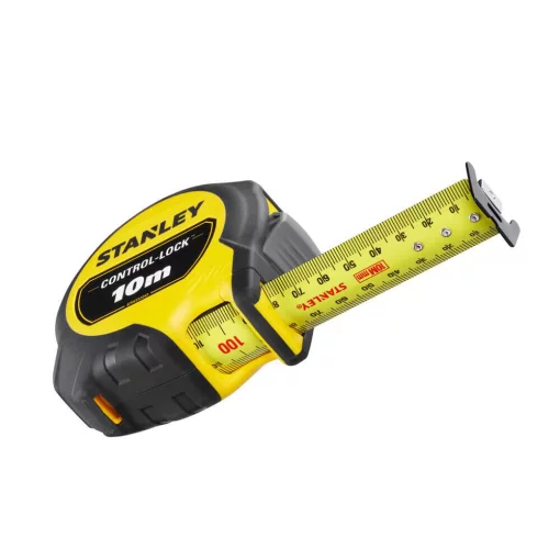 Рулетка вимірювальна CONTROL-LOCK довжиною 10 м, шириною 25 мм, в обгумованому корпусі, з подвійною шкалою STANLEY STHT37241-3