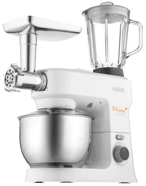 Кухонна машина Sencor 1000Вт, чаша-метал, корпус-пластик, насадок-12, білий