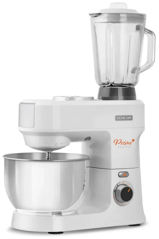 Кухонна машина Sencor 1000Вт, чаша-метал, корпус-пластик, насадок-12, білий