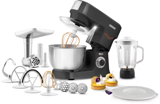 Кухонна машина Sencor 1000Вт, чаша-метал, корпус-пластик, насадок-12, чорний