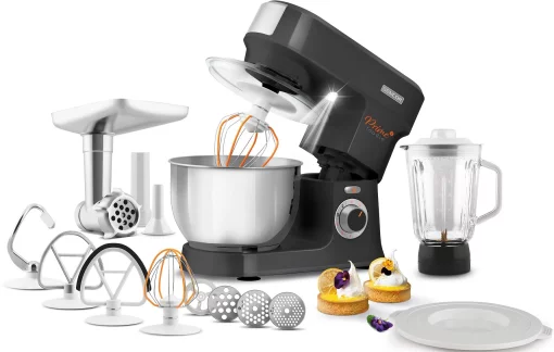 Кухонна машина Sencor 1000Вт, чаша-метал, корпус-пластик, насадок-12, чорний