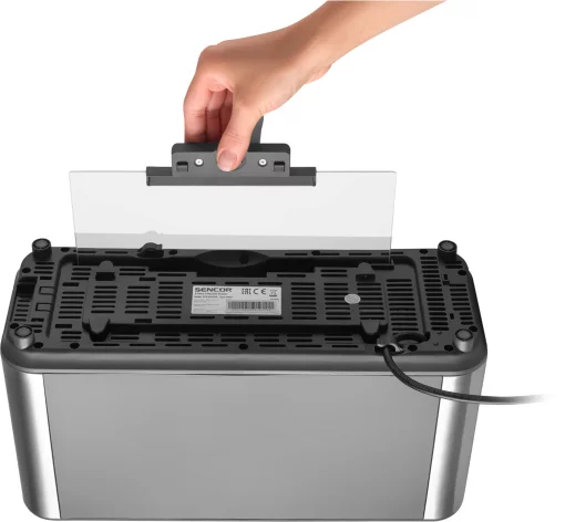 Тостер  Sencor 1200Вт, підігрів, розморожування, з віконцем, нерж. сталь, сіро-чорний