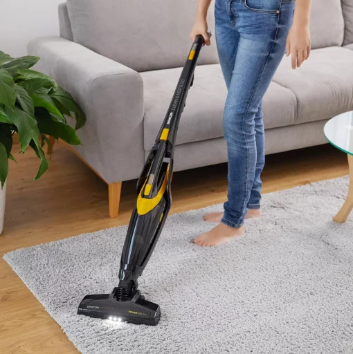 Пилосос Sencor безпровідний, вологе прибирання, конт пил -0.5л, автон. робота до 85хв, НЕРА, чорно-жовтий