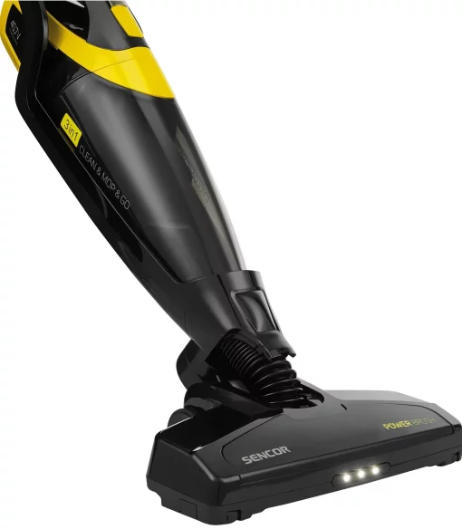 Пилосос Sencor безпровідний, вологе прибирання, конт пил -0.5л, автон. робота до 85хв, НЕРА, чорно-жовтий