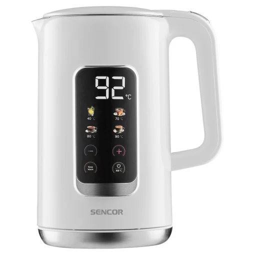 Електрочайник Sencor 1.7л, Strix, LED дисплей, подвійні стінки, сенс. керування, білий