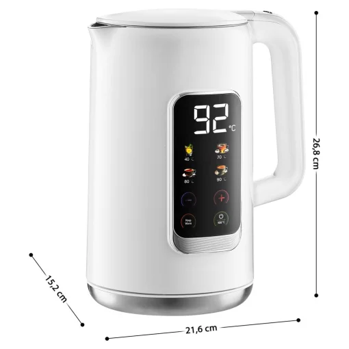 Електрочайник Sencor 1.7л, Strix, LED дисплей, подвійні стінки, сенс. керування, білий