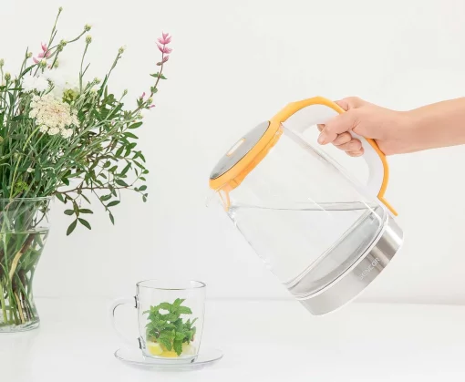 Електрочайник Sencor 2л, Strix, скло, 5 темп.реж, помаранчевий