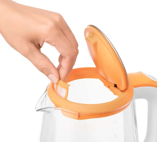 Електрочайник Sencor 2л, Strix, скло, 5 темп.реж, помаранчевий