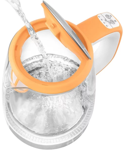 Електрочайник Sencor 2л, Strix, скло, 5 темп.реж, помаранчевий