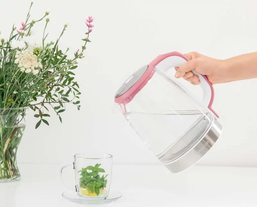 Електрочайник Sencor 2л, Strix, скло, 5 темп.реж, малиновий