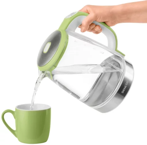 Електрочайник Sencor 2л, Strix, скло, 5 темп.реж, салатовий