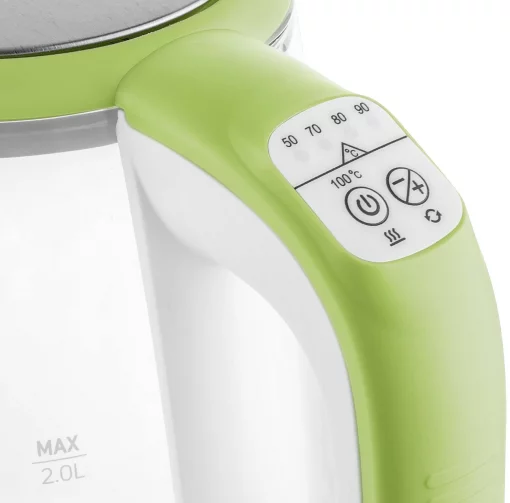 Електрочайник Sencor 2л, Strix, скло, 5 темп.реж, салатовий