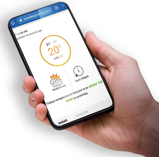 Метеостанція Sencor, внутр/зовн вимірювання, від мережі/CR2032x1+AAx2+AAx3, темп-ра, вологість, час, прогноз погоди, атмосферний тиск, шв. вітру, підкл. до WIFI, чорний