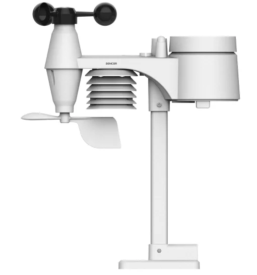Метеостанція Sencor, внутр/зовн вимірювання, від мережі/CR2032x1+AAx2+AAx3, темп-ра, вологість, час, прогноз погоди, атмосферний тиск, шв. вітру, підкл. до WIFI, чорний