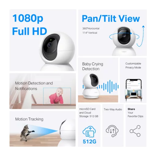 IP-Камера TP-LINK Tapo C200C FHD N300 microSD motion detection, 9x zoom