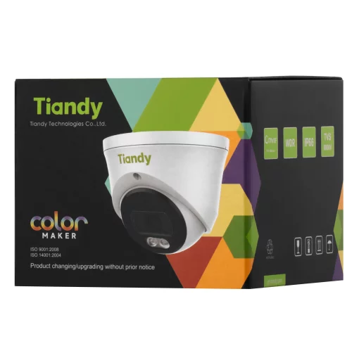 IP-камера Tiandy TC-C35XQ Spec:I3W/E/Y/2.8mm/V4.2, 5MP, EW Color Maker Turret, 2.8mm, f/1.0, IR30m, LED15m, DC12V, PoE, IP66, Speaker