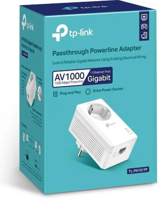 Адаптер Powerline TP-LINK TL-PA7017P AV1000, 1xGE, Розетка