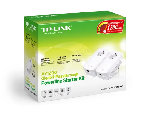 Комплект Адаптерiв Powerline TP-LINK TL-PA8010PKIT AV1300, 1xGE, (TL-PA8010 2шт), Розетка