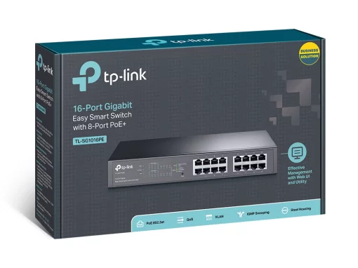 Комутатор TP-LINK TL-SG1016PE 16xGE (8xPoE), 124.4 Вт, WebSmart