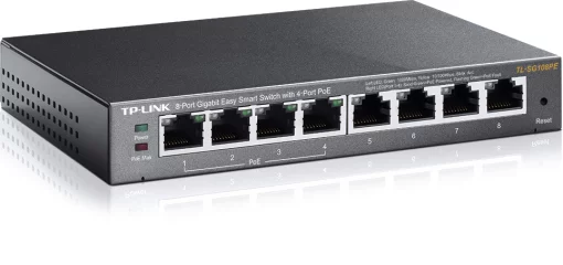 Комутатор TP-LINK TL-SG108PE 8xGE (4xPoE), 65.2Вт, WebSmart