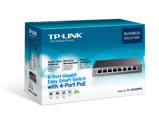 Комутатор TP-LINK TL-SG108PE 8xGE (4xPoE), 65.2Вт, WebSmart