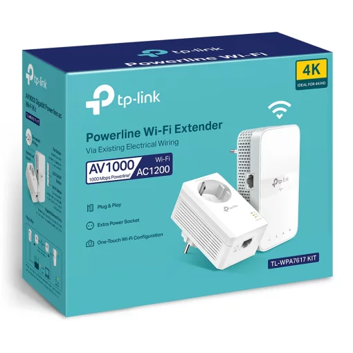 Комплект Адаптерiв Powerline TP-LINK TL-WPA7617KIT AV1000, 1xGE, AC1200, (TL-WPA7617 1шт,  TL-PA7017P 1шт), MESH