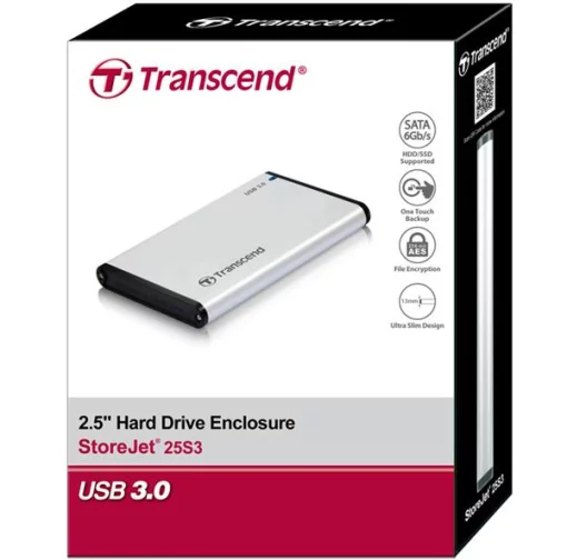 Корпус Transcend USB 3.1 Type-A для HDD/SDD SATA 2.5" Aluminum