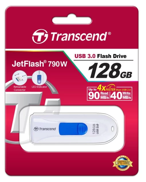 Накопичувач Transcend 128GB USB 3.1 Type-A JetFlash 790 Білий