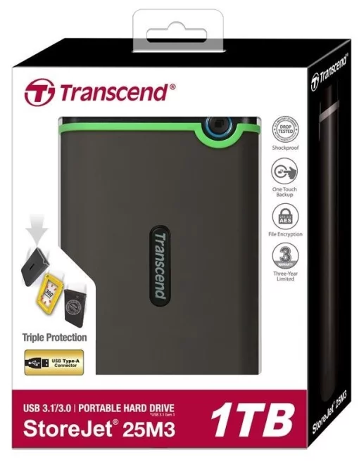 Портативний жорсткий диск Transcend 2TB USB 3.1 StoreJet 25M3 Сірий