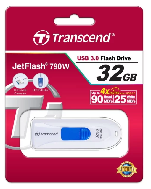 Накопичувач Transcend  32GB USB 3.1 Type-A JetFlash 790 Білий