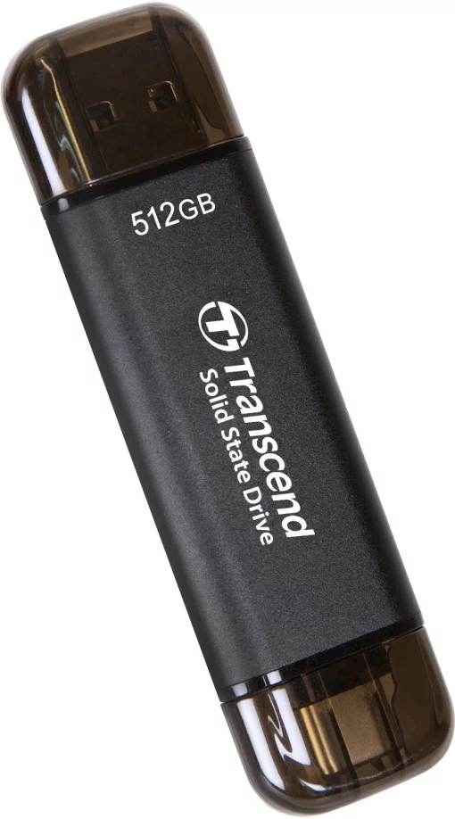 Портативний SSD Transcend  512GB USB 3.1 Gen 2 Type-A + Type-C ESD310 Чорний