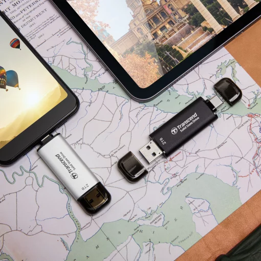 Портативний SSD Transcend  512GB USB 3.1 Gen 2 Type-A + Type-C ESD310 Чорний