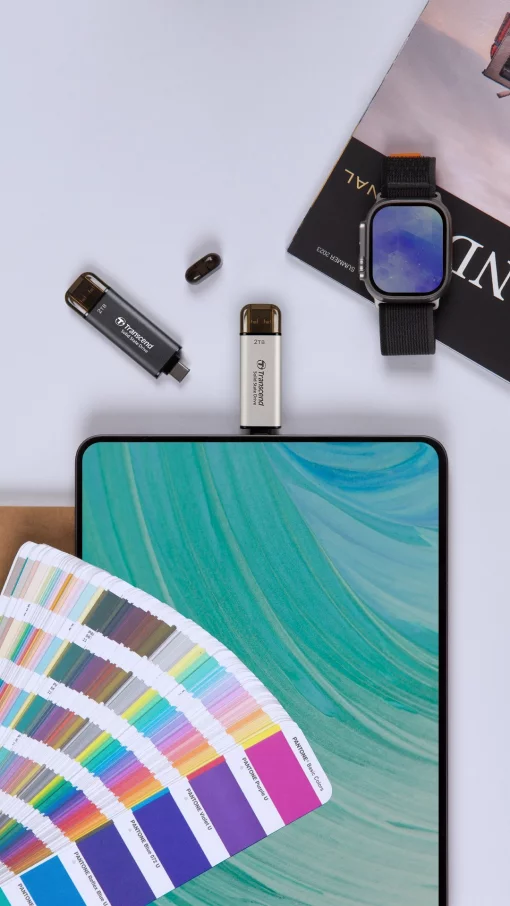 Портативний SSD Transcend  512GB USB 3.1 Gen 2 Type-A + Type-C ESD310 Чорний