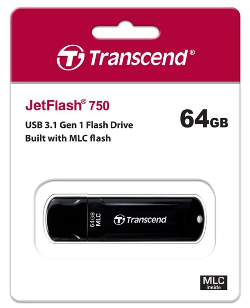 Накопичувач Transcend  64GB USB 3.1 Type-A JetFlash 750 Чорний