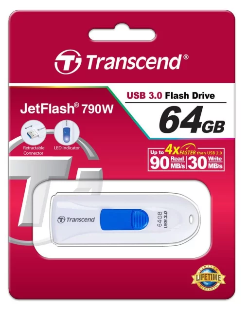 Накопичувач Transcend  64GB USB 3.1 Type-A JetFlash 790 Білий