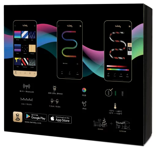 Гірлянда Smart LED Twinkly Cluster RGB 400 IP44 6м кабель чорний