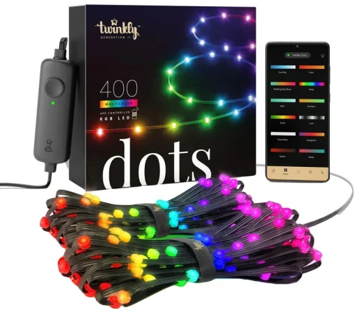 Гірлянда Smart LED Twinkly Dots Lights RGB 400 IP44 20м USB-C кабель чорний